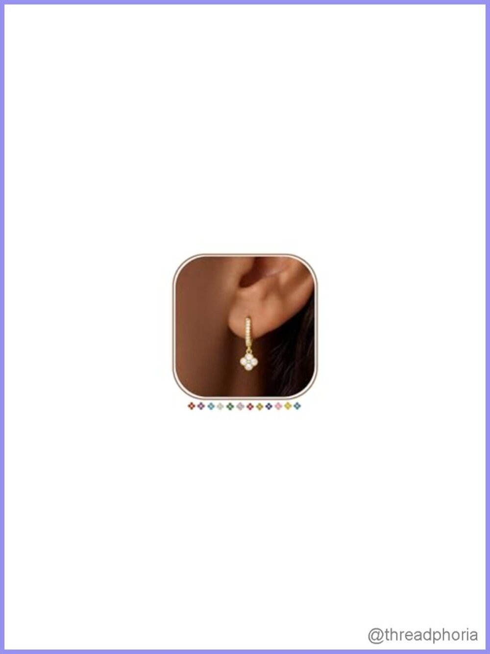 14K Gold Plated Clover Dangle Hoop Earrings Hypoallergenic Women Gift